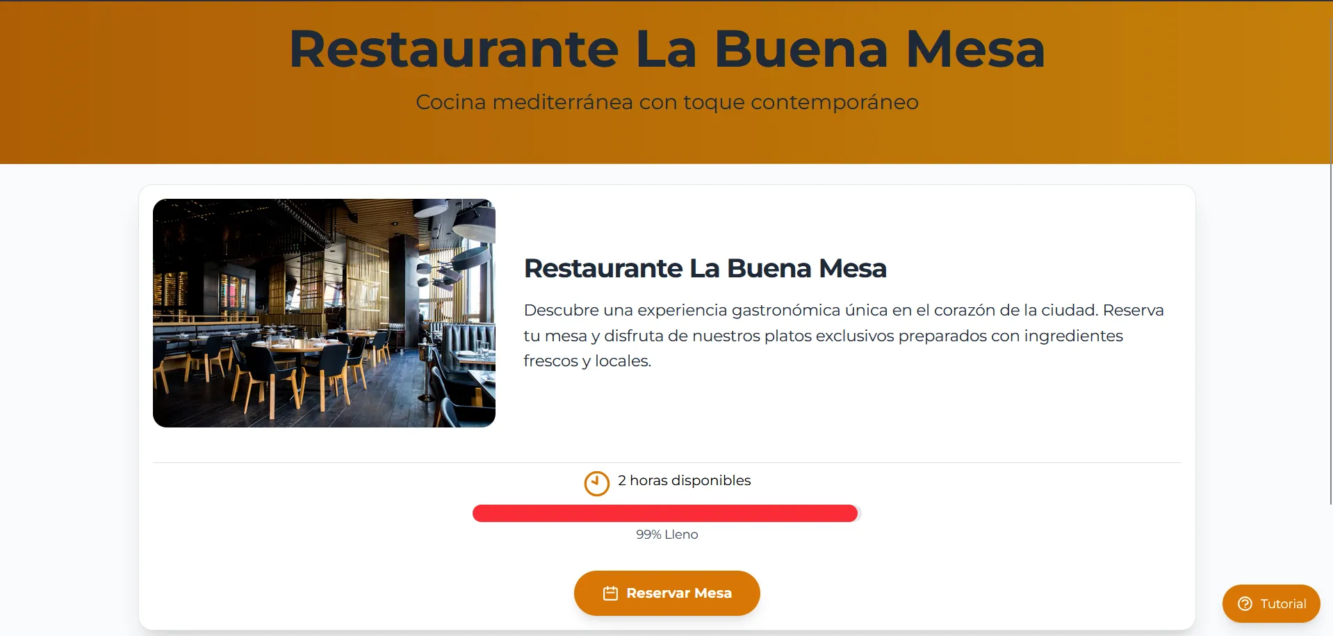 Ejemplo de una página web de reservas