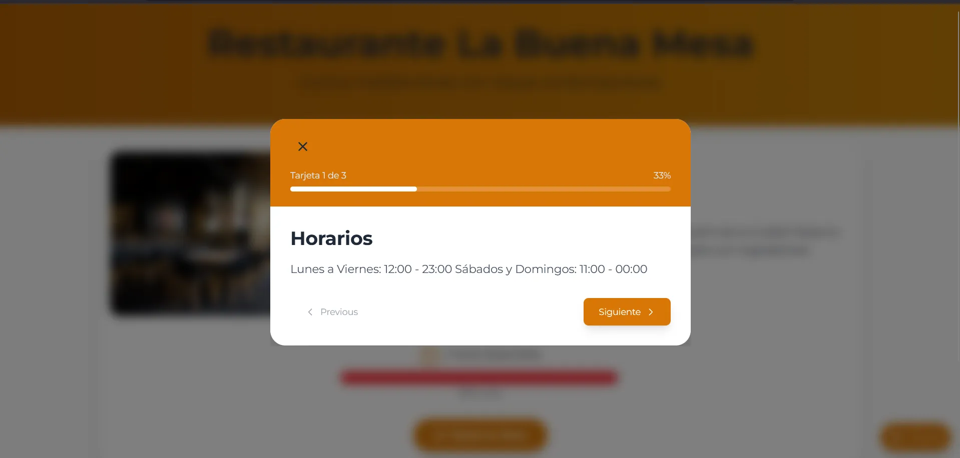 Ejemplo de tarjetas de ayuda en la página web